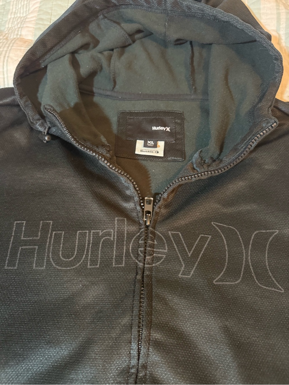 Hurley Men's Black Zip-Up Hoodie Sweater with premium Nike Thermafit material